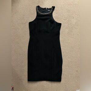 Express Black Beaded Neck Sheath Sleeveless Party Cocktail Dress Zip 6